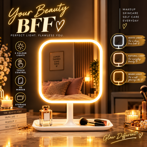 LED Makeup Mirror, Vanity Mirror with Front Light, 3 Light Modes Rechargeable Makeup Cosmetic Mirror