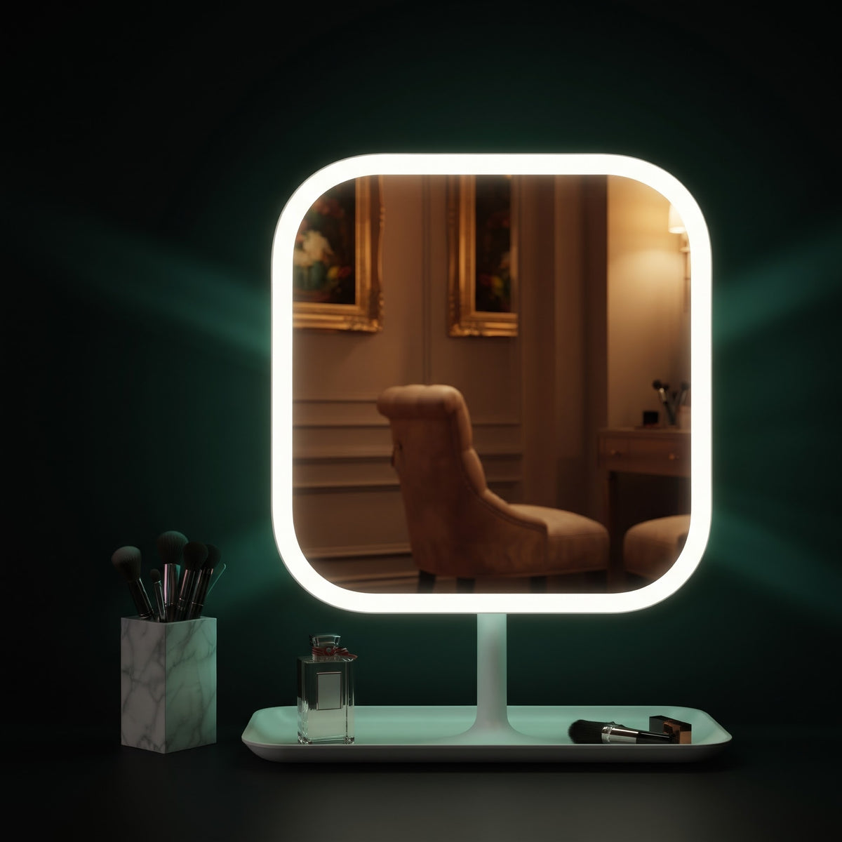 LED Makeup Mirror, Vanity Mirror with Front Light, 3 Light Modes Rechargeable Makeup Cosmetic Mirror