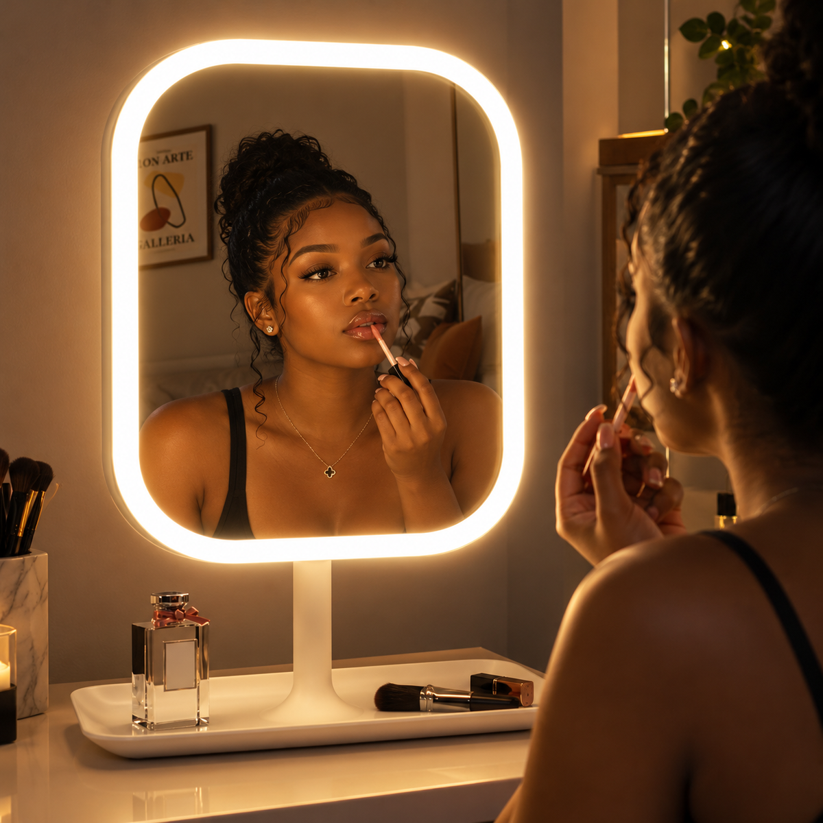 LED Makeup Mirror, Vanity Mirror with Front Light, 3 Light Modes Rechargeable Makeup Cosmetic Mirror